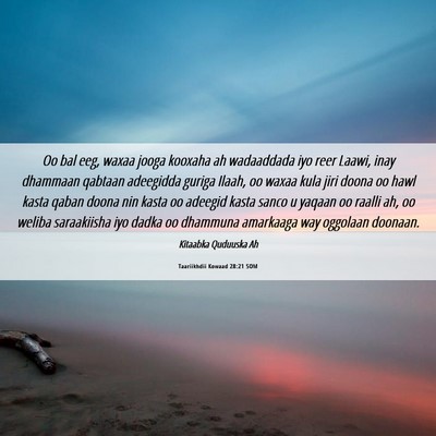 Picture 06 - Taariikhdii Kowaad 28:21 SOM - Oo bal eeg, waxaa jooga kooxaha ah wadaaddada iyo - Bible Verse Picture