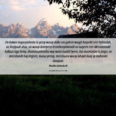 Picture 06 - Taariikhdii Kowaad 4:41 SOM - Oo kuwan magacyadooda la qoray waxay dalka soo - Bible Verse Picture