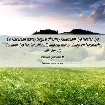 Picture 06 - Taariikhdii Kowaad 4:6 SOM - Oo Nacaraah waxay isagii u dhashay Axuusaam, iyo - Bible Verse Picture