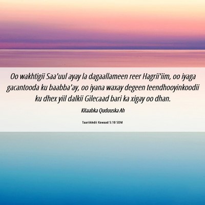 Picture 06 - Taariikhdii Kowaad 5:10 SOM - Oo wakhtigii Saa'uul ayay la dagaallameen reer - Bible Verse Picture