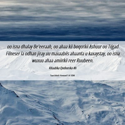 Picture 06 - Taariikhdii Kowaad 5:6 SOM - oo isna dhalay Be'eeraah, oo ahaa kii boqorkii - Bible Verse Picture