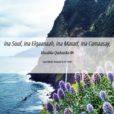 Picture 06 - Taariikhdii Kowaad 6:35 SOM - ina Suuf, ina Elqaanaah, ina Maxad, ina - Bible Verse Picture