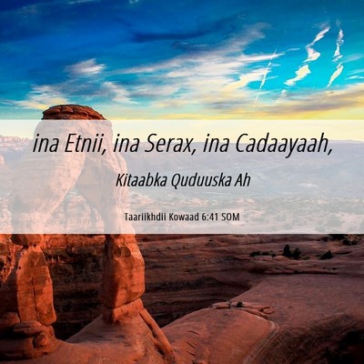 Picture 06 - Taariikhdii Kowaad 6:41 SOM - ina Etnii, ina Serax, ina - Bible Verse Picture