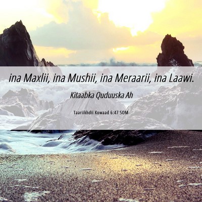 Picture 06 - Taariikhdii Kowaad 6:47 SOM - ina Maxlii, ina Mushii, ina Meraarii, ina - Bible Verse Picture