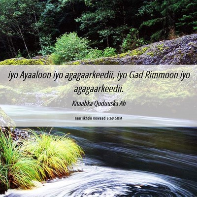 Picture 06 - Taariikhdii Kowaad 6:69 SOM - iyo Ayaaloon iyo agagaarkeedii, iyo Gad Rimmoon - Bible Verse Picture