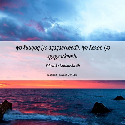 Picture 06 - Taariikhdii Kowaad 6:75 SOM - iyo Xuuqoq iyo agagaarkeedii, iyo Rexob iyo - Bible Verse Picture
