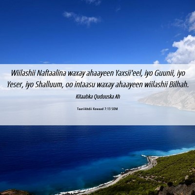 Picture 06 - Taariikhdii Kowaad 7:13 SOM - Wiilashii Naftaalina waxay ahaayeen Yaxsii'eel, - Bible Verse Picture