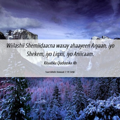 Picture 06 - Taariikhdii Kowaad 7:19 SOM - Wiilashii Shemiidaacna waxay ahaayeen Axyaan, iyo - Bible Verse Picture