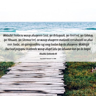 Picture 06 - Taariikhdii Kowaad 7:2 SOM - Wiilashii Toolacna waxay ahaayeen Cusii, iyo - Bible Verse Picture