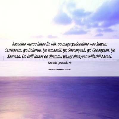 Picture 06 - Taariikhdii Kowaad 8:38 SOM - Aaseelna wuxuu lahaa lix wiil, oo magacyadoodiina - Bible Verse Picture