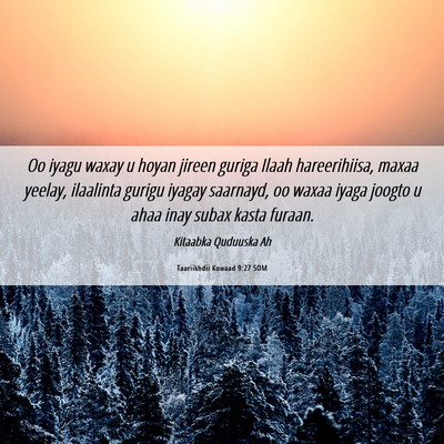 Picture 06 - Taariikhdii Kowaad 9:27 SOM - Oo iyagu waxay u hoyan jireen guriga Ilaah - Bible Verse Picture