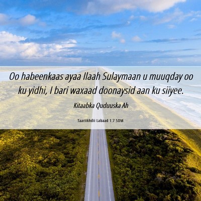 Picture 06 - Taariikhdii Labaad 1:7 SOM - Oo habeenkaas ayaa Ilaah Sulaymaan u muuqday oo - Bible Verse Picture