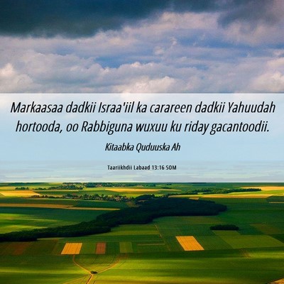 Picture 06 - Taariikhdii Labaad 13:16 SOM - Markaasaa dadkii Israa'iil ka carareen dadkii - Bible Verse Picture
