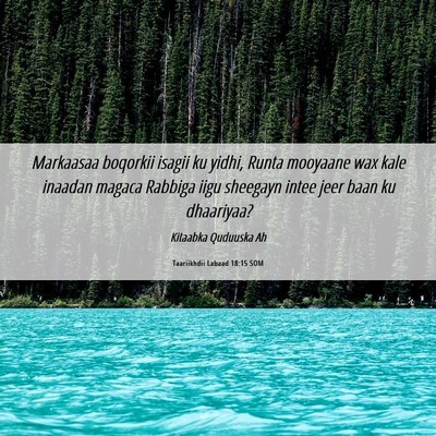 Picture 06 - Taariikhdii Labaad 18:15 SOM - Markaasaa boqorkii isagii ku yidhi, Runta - Bible Verse Picture