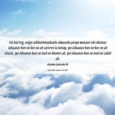 Picture 06 - Taariikhdii Labaad 2:10 SOM - Oo bal eeg, anigu addoommadaada alwaaxda jaraya - Bible Verse Picture