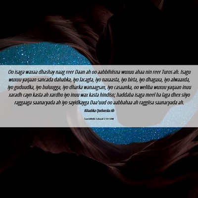 Picture 06 - Taariikhdii Labaad 2:14 SOM - Oo isaga waxaa dhashay naag reer Daan ah oo - Bible Verse Picture