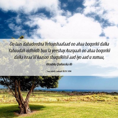 Picture 06 - Taariikhdii Labaad 20:35 SOM - Oo taas dabadeedna Yehooshaafaad oo ahaa boqorkii - Bible Verse Picture
