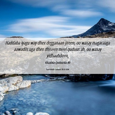Picture 06 - Taariikhdii Labaad 20:8 SOM - Haddaba iyagu way dhex degganaan jireen, oo waxay - Bible Verse Picture