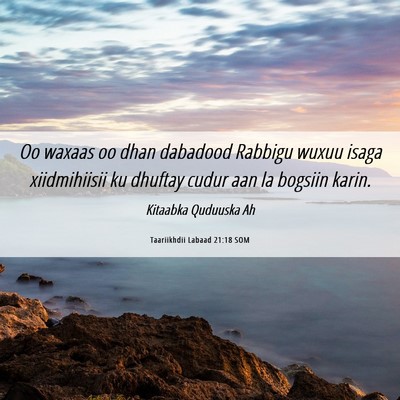 Picture 06 - Taariikhdii Labaad 21:18 SOM - Oo waxaas oo dhan dabadood Rabbigu wuxuu isaga - Bible Verse Picture