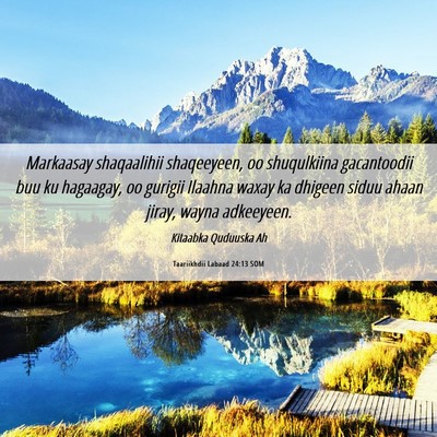 Picture 06 - Taariikhdii Labaad 24:13 SOM - Markaasay shaqaalihii shaqeeyeen, oo shuqulkiina - Bible Verse Picture