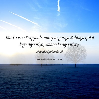 Picture 06 - Taariikhdii Labaad 31:11 SOM - Markaasaa Xisqiyaah amray in guriga Rabbiga qolal - Bible Verse Picture