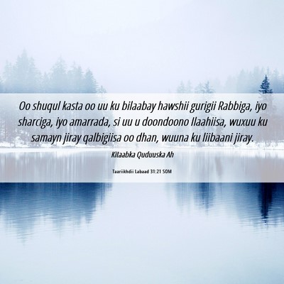 Picture 06 - Taariikhdii Labaad 31:21 SOM - Oo shuqul kasta oo uu ku bilaabay hawshii gurigii - Bible Verse Picture