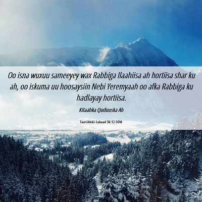 Picture 06 - Taariikhdii Labaad 36:12 SOM - Oo isna wuxuu sameeyey wax Rabbiga Ilaahiisa ah - Bible Verse Picture