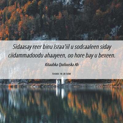 Picture 06 - Tirintii 10:28 SOM - Sidaasay reer binu Israa'iil u sodcaaleen siday - Bible Verse Picture