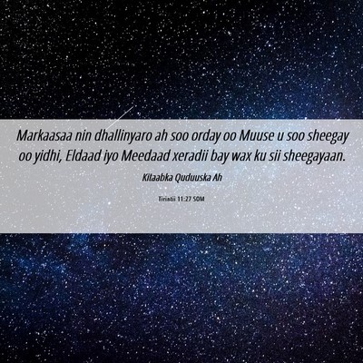 Picture 06 - Tirintii 11:27 SOM - Markaasaa nin dhallinyaro ah soo orday oo Muuse u - Bible Verse Picture