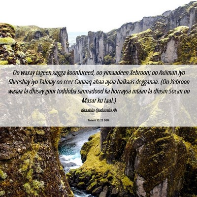 Picture 06 - Tirintii 13:22 SOM - Oo waxay tageen xagga koonfureed, oo yimaadeen - Bible Verse Picture
