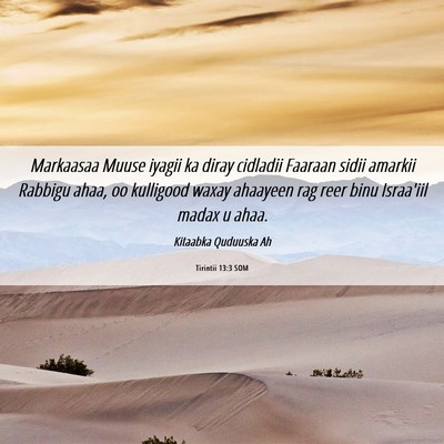 Picture 06 - Tirintii 13:3 SOM - Markaasaa Muuse iyagii ka diray cidladii Faaraan - Bible Verse Picture