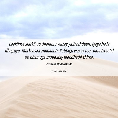 Picture 06 - Tirintii 14:10 SOM - Laakiinse shirkii oo dhammu waxay yidhaahdeen, - Bible Verse Picture