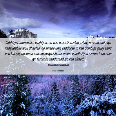 Picture 06 - Tirintii 14:18 SOM - Rabbigu cadho waa u gaabiyaa, oo waa naxariis - Bible Verse Picture