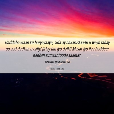 Picture 06 - Tirintii 14:19 SOM - Haddaba waan ku baryayaaye, sida ay naxariistaadu - Bible Verse Picture