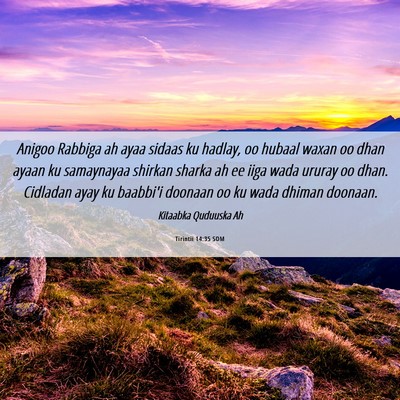 Picture 06 - Tirintii 14:35 SOM - Anigoo Rabbiga ah ayaa sidaas ku hadlay, oo - Bible Verse Picture