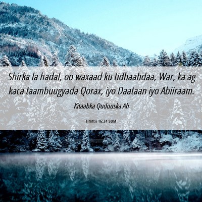 Picture 06 - Tirintii 16:24 SOM - Shirka la hadal, oo waxaad ku tidhaahdaa, War, ka - Bible Verse Picture
