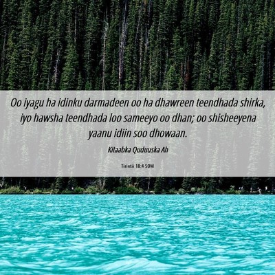 Picture 06 - Tirintii 18:4 SOM - Oo iyagu ha idinku darmadeen oo ha dhawreen - Bible Verse Picture