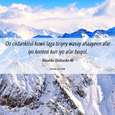 Picture 06 - Tirintii 2:6 SOM - Oo ciidankiisii kuwii laga tiriyey waxay ahaayeen - Bible Verse Picture