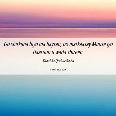 Picture 06 - Tirintii 20:2 SOM - Oo shirkiina biyo ma haysan, oo markaasay Muuse - Bible Verse Picture