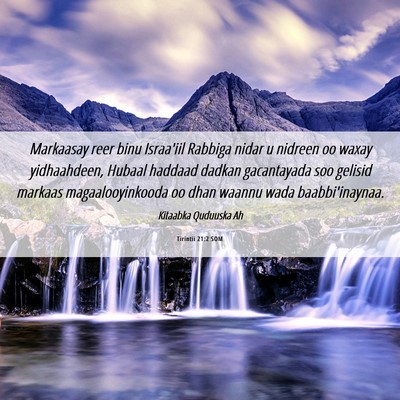 Picture 06 - Tirintii 21:2 SOM - Markaasay reer binu Israa'iil Rabbiga nidar u - Bible Verse Picture
