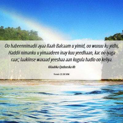 Picture 06 - Tirintii 22:20 SOM - Oo habeennimadii ayaa Ilaah Balcaam u yimid, oo - Bible Verse Picture