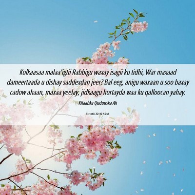 Picture 06 - Tirintii 22:32 SOM - Kolkaasaa malaa'igtii Rabbigu waxay isagii ku - Bible Verse Picture