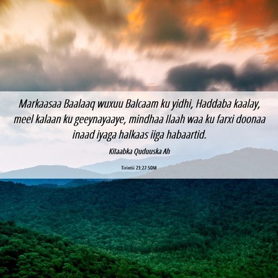 Picture 06 - Tirintii 23:27 SOM - Markaasaa Baalaaq wuxuu Balcaam ku yidhi, Haddaba - Bible Verse Picture