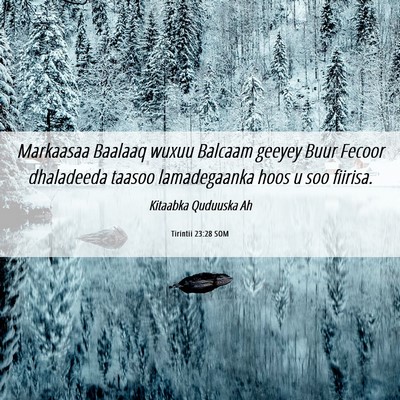 Picture 06 - Tirintii 23:28 SOM - Markaasaa Baalaaq wuxuu Balcaam geeyey Buur - Bible Verse Picture