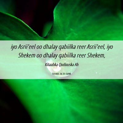 Picture 06 - Tirintii 26:31 SOM - iyo Asrii'eel oo dhalay qabiilka reer Asrii'eel, - Bible Verse Picture