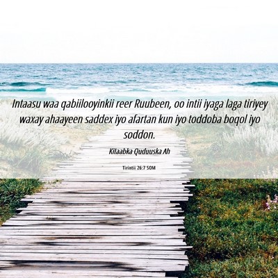 Picture 06 - Tirintii 26:7 SOM - Intaasu waa qabiilooyinkii reer Ruubeen, oo intii - Bible Verse Picture