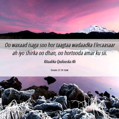Picture 06 - Tirintii 27:19 SOM - Oo waxaad isaga soo hor taagtaa wadaadka - Bible Verse Picture