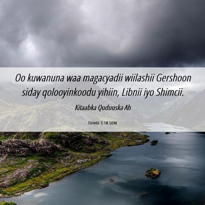 Picture 06 - Tirintii 3:18 SOM - Oo kuwanuna waa magacyadii wiilashii Gershoon - Bible Verse Picture