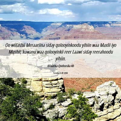 Picture 06 - Tirintii 3:20 SOM - Oo wiilashii Meraariina siday qolooyinkoodu - Bible Verse Picture