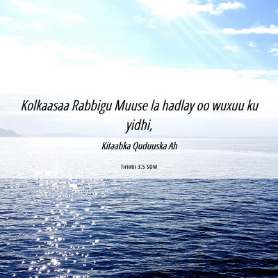 Picture 06 - Tirintii 3:5 SOM - Kolkaasaa Rabbigu Muuse la hadlay oo wuxuu ku - Bible Verse Picture